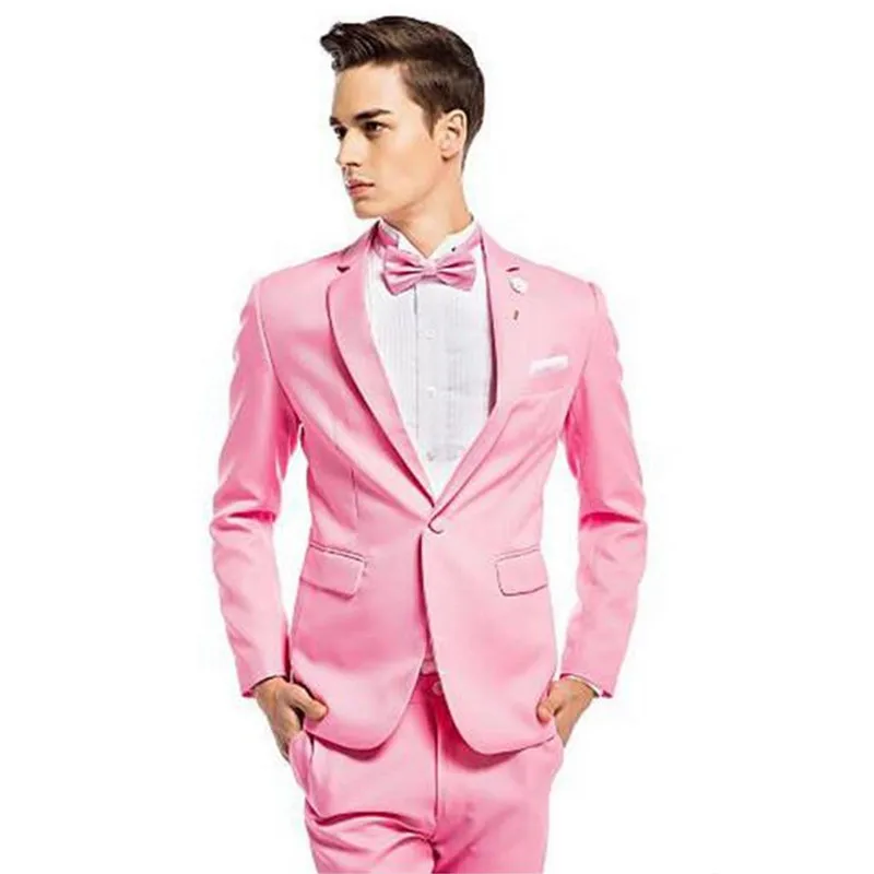 

Classic high-quality men's suit pink lapel single-breasted men's office suite and the groom wedding dress (jacket + pants)