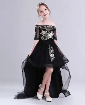 

2019 High Quality Handmade Girls Wedding Party Cloths Lace Elegant Princess Pageant Summer Gown for Children 3-12Y Girl Clothes