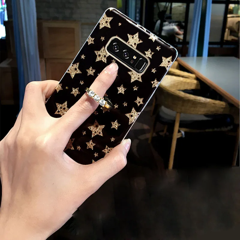 

For samsung s7 edge s8 S9 plus note 8 j7 j5 j3 j2 prime pro 2017 A8 plus 2018 case glitter stars bling diamond ring tpu+pc cover