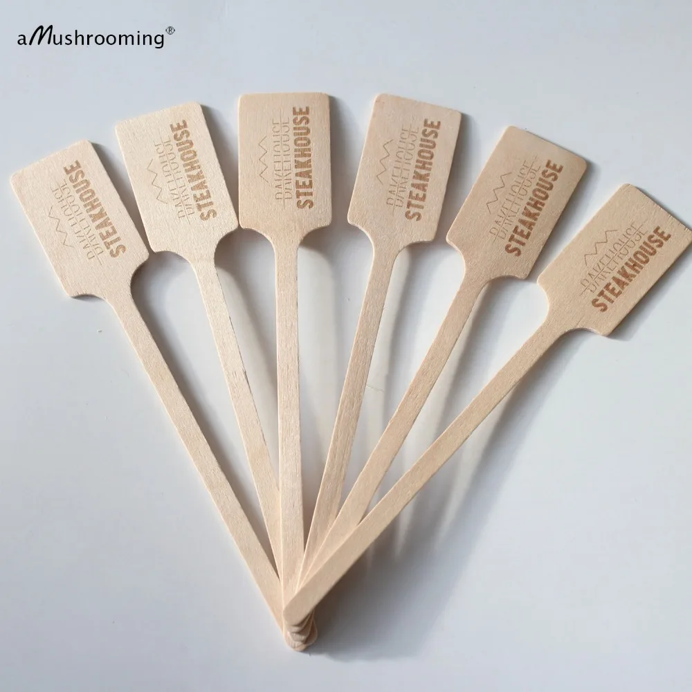 x100 Personalized Steak House Sticks Vintage Wooden Disposable Swizzle Stick Cocktail Drink Stirrer Biodegradable Party Sticks