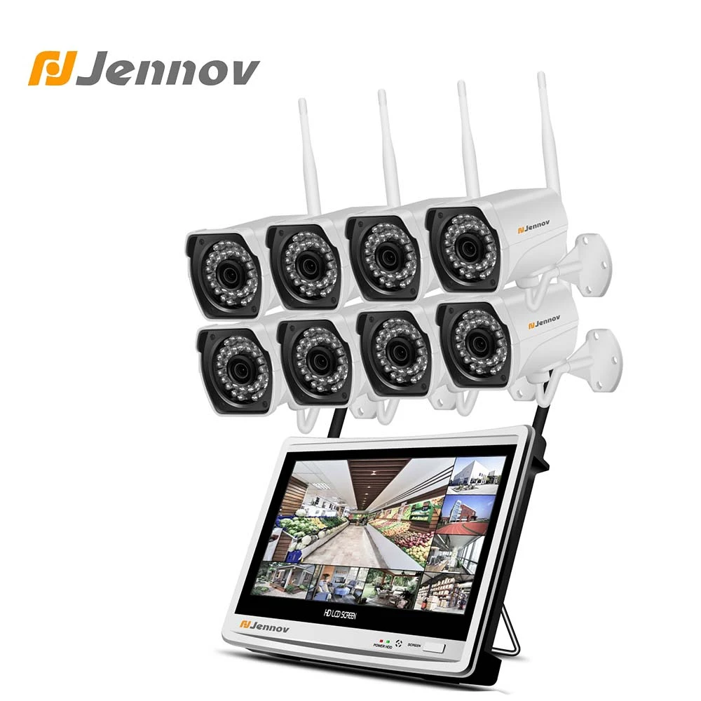 

Jennov 1080P 8CH 2MP 12Inch LCD Screen NVR CCTV Set Security Camera System Wireless Video Surveillance Kit Outdoor IP CamWiFi