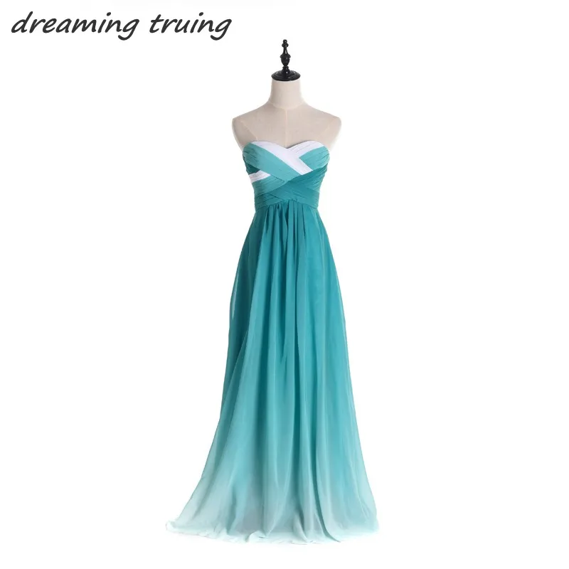 Hot Sale Ombre Dress Gradual Changing Color Blue Evening Dresses Formal