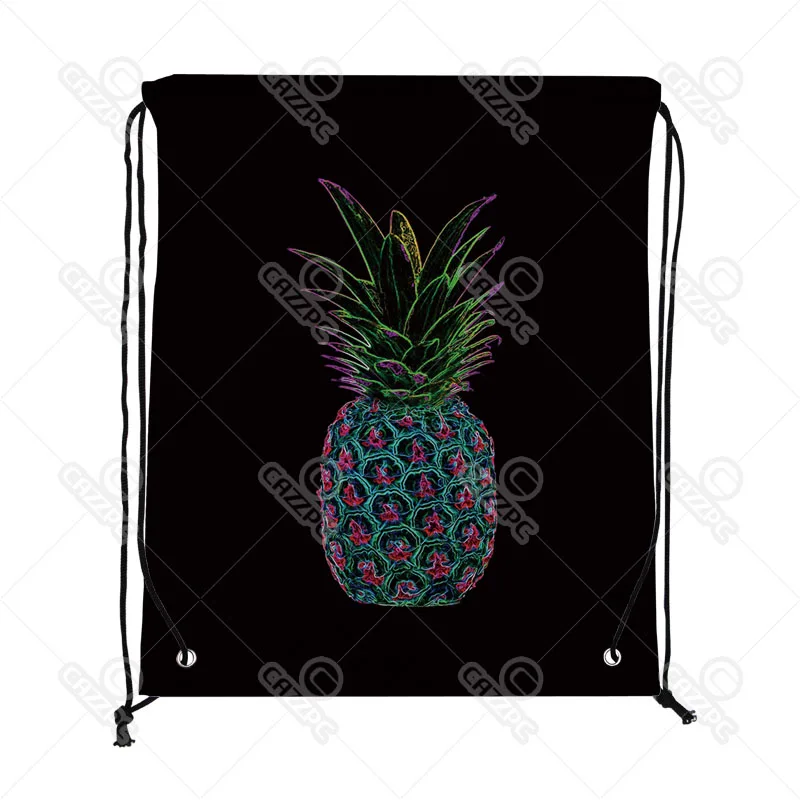 

Black Colorful Sketch Pineapple Fruit Print Drawstring Backpack Shopping Travel Sack Shoes Gift Bag mochilas feminina