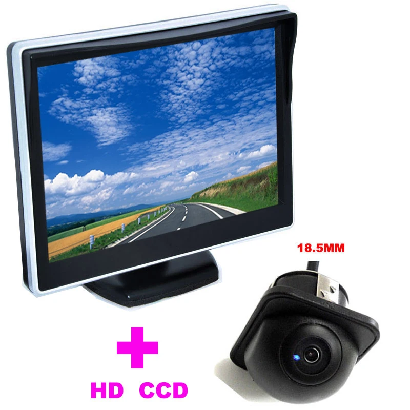 

5" TFT LCD Car Monitor HD 170 monitor + Universal 18.5mm Car Rearview Camera front camera 2 in 1 Auto Parking Assistance System