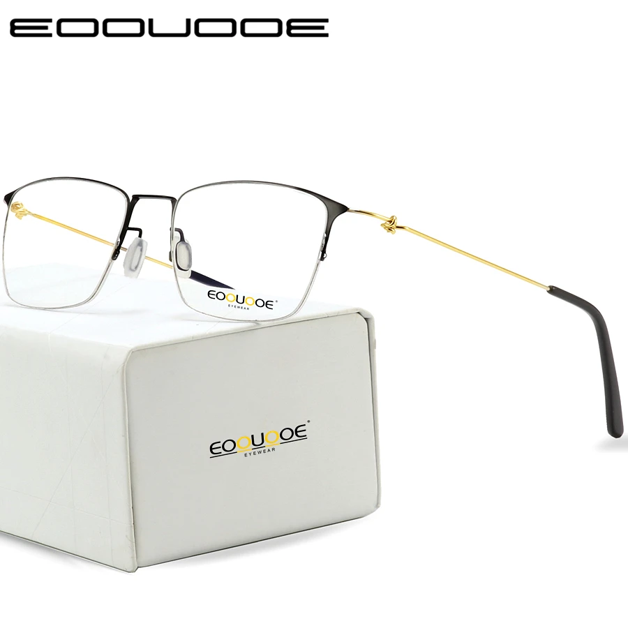 

Titanium Glasses Frame Men Semi Rimless Prescription Eyeglasses Women Myopia Optical Frames Ultralight Korean Eyewear