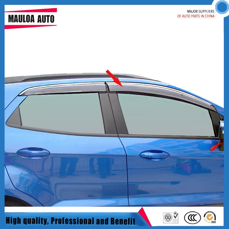 

4 Piece Injection molding trim vent shade rain sun wind deflector window visor for Ecosport 2013 2016 2017 2018