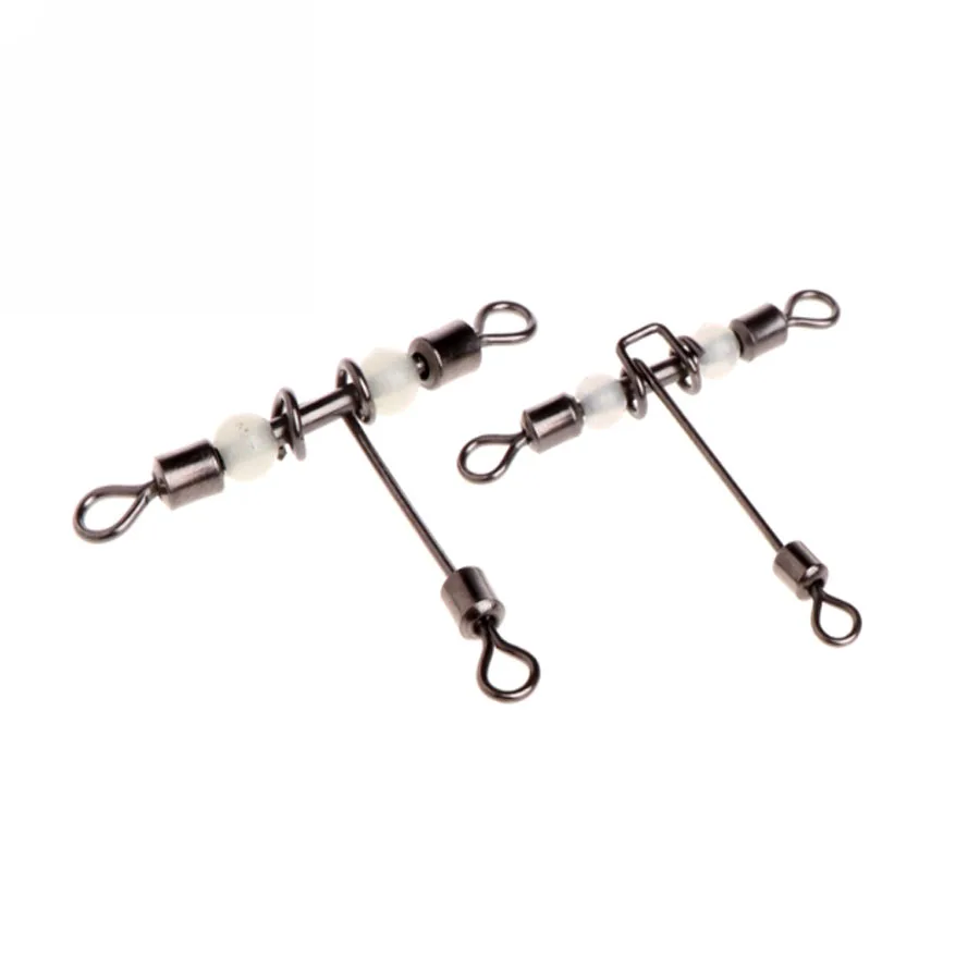1/3/5pcs/lot 3Way Barrel Fishing Tackle Swivel Rolling Connector Copper Stainless steel night