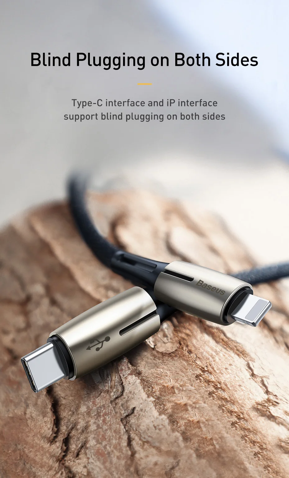 Baseus Zinc Alloy 1.3m 18W PD Quick Charge Cable USB for iPhone Charging Cable USB Typec-C to iP