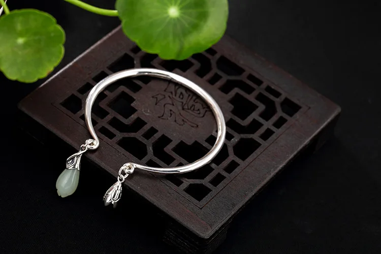 S990 silver jade bangle for women 8