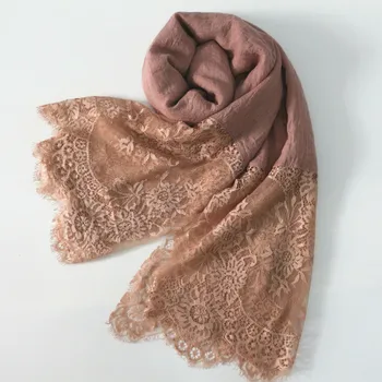 

5PCS fashion lace scarves winter/autumn shaws soild elegant lady simple flowers high quality soft 17colours cotton and viscose
