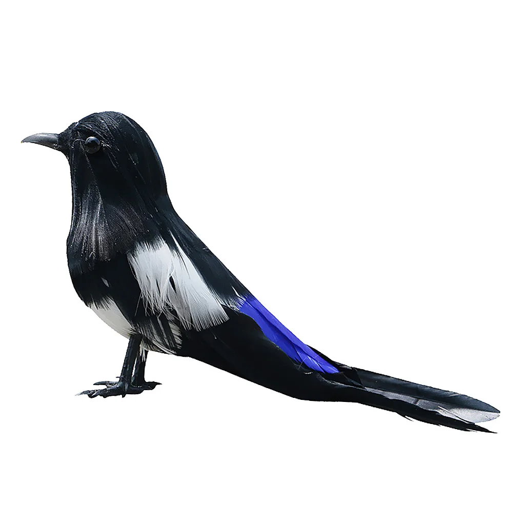 2 Piece Artificial Bird Feathered Realistic Garden Home Ornament Magpies