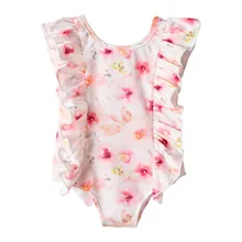 Купальник для девочек новые летние для маленьких девочек Купальники Мультфильм Купальник бикини с принтом цельный купальник#4M06