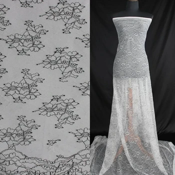 

10 Yards 150 CM LFY 2018 Hot sale thin black corded Alencon french Chantilly lace DIY craft home curtain table cloth fabric