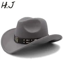 Западные женские мужские шерстяные полые ковбойские шляпы с закатанными полями джентльменские женские Джазовые конные шапки Sombrero Hombre размер 56-58 см