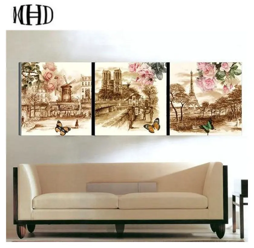 

MHD Set of 3PCS Landscape Icon Diamond Embroidery Full 5D DIY Three-dimensional Diamond Painting Cross Stitch Mosaic Set of 3