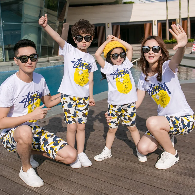

Lovers Short T-shirt and Shorts Set Father Son Sports Set Mom Daughter Holiday Beach Set Family Matching Outfit Cotton Clothes