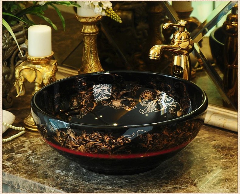 Colorful Europe Vintage Style Art wash basin Ceramic Counter Top Wash Basin Bathroom Sinks bathroom sink bowl (1)