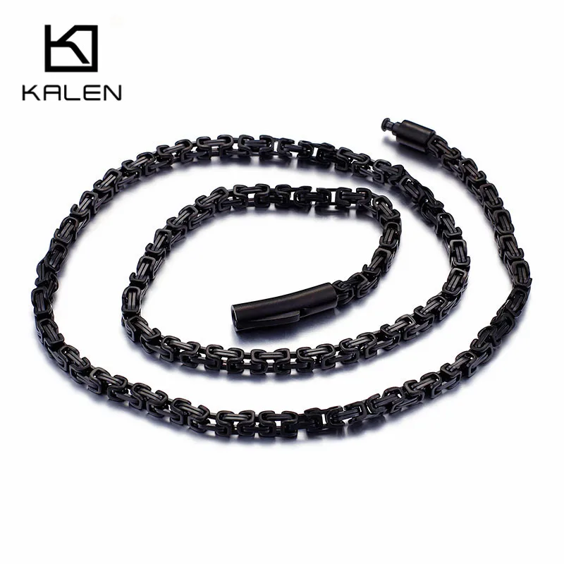 

Kalen Fashion 316 Stainless Steel 61cm Long Chain For Men Unisex Black Rolo Chain Necklaces Homme Jewelry Accessories 2018