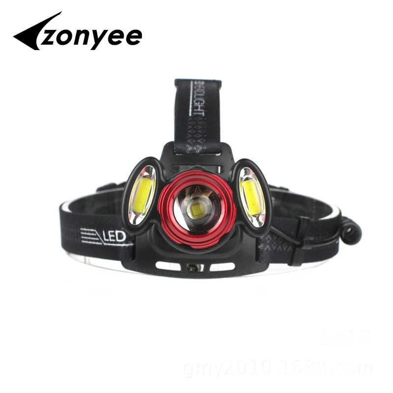 

Zonyee Headlamp Light Zoom Waterproof Headlamp Headlight T6+2*COB Head Light Lamp Hunting Flashlight Torch+18650 battery+charger