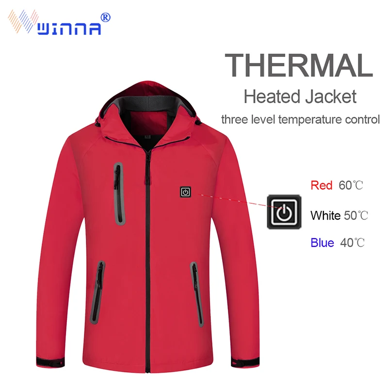 جديد الرجال ذكي ساخنة سترات Windproof و ماء الشتاء الدافئ المشي التدفئة الملابس 3 مستوى درجة الحرارة قابل للتعديل معطف جديد الرجال ذكي ساخنة سترات Windproof و ماء الشتاء الدافئ المشي التدفئة الملابس 3 مستوى درجة الحرارة قابل للتعديل معطف