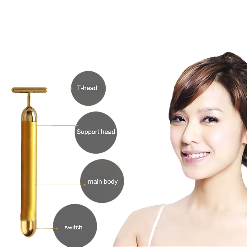 24K Gold Energy Beauty Bar импульсный укрепляющий массажер роликовый для лица Дерма уход за