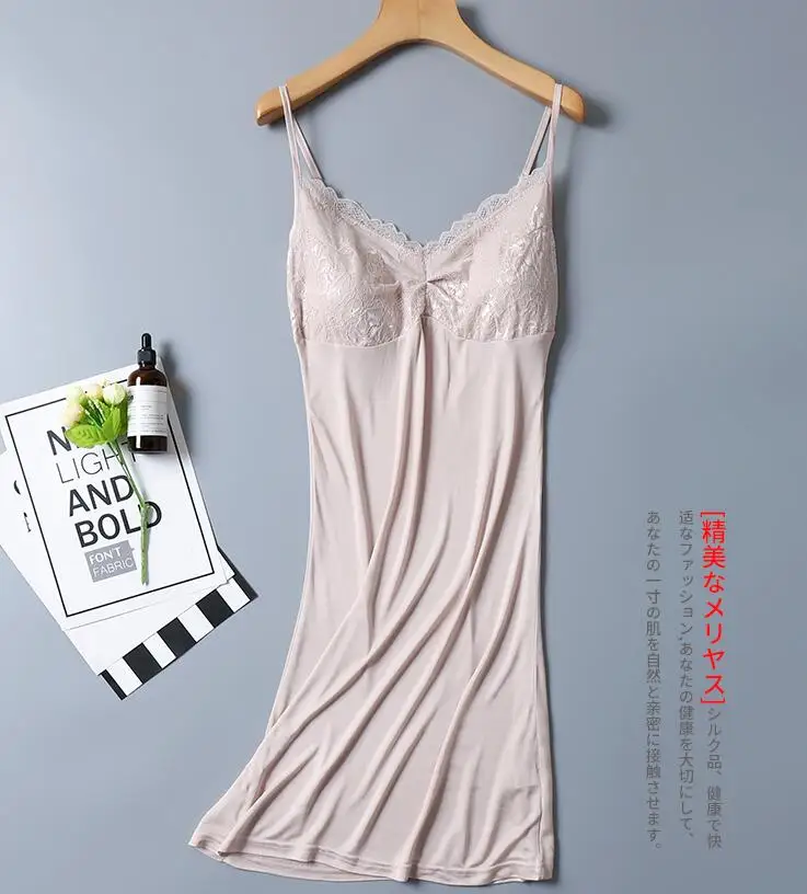 100% Silk Knit Full Slip with Pad Sleepwear Chemise Adjustable Strap SG329 100% Silk Knit Full Slip with Pad Sleepwear Chemise Adjustable Strap SG329