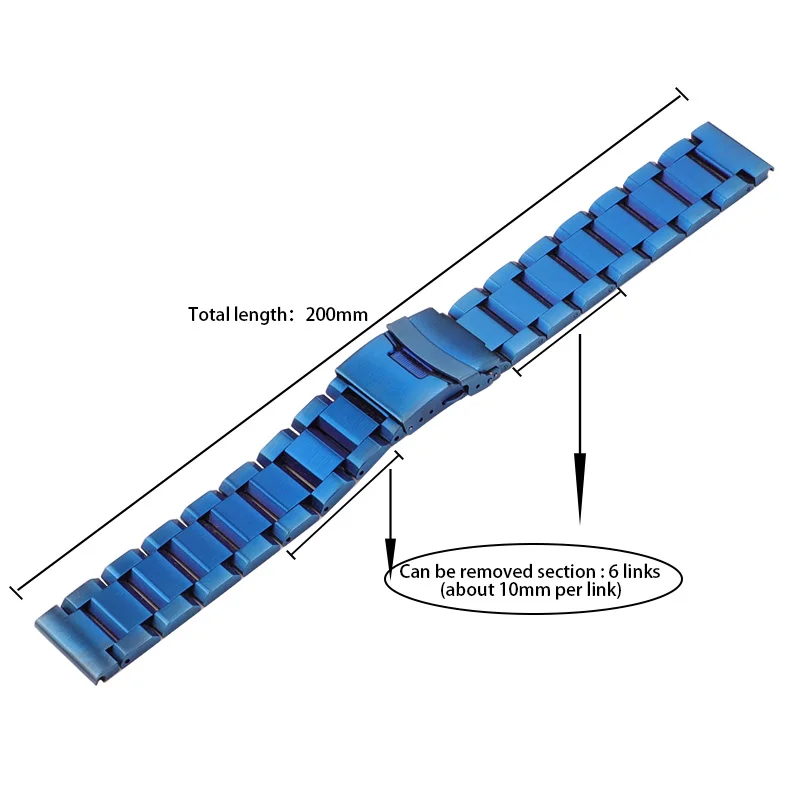 Ремешок для часов из нержавеющей стали, синий, черный, золотой, женские, мужские часы, браслет, 18 мм, 20 мм, 22 мм, 24 мм, аксессуары для часов