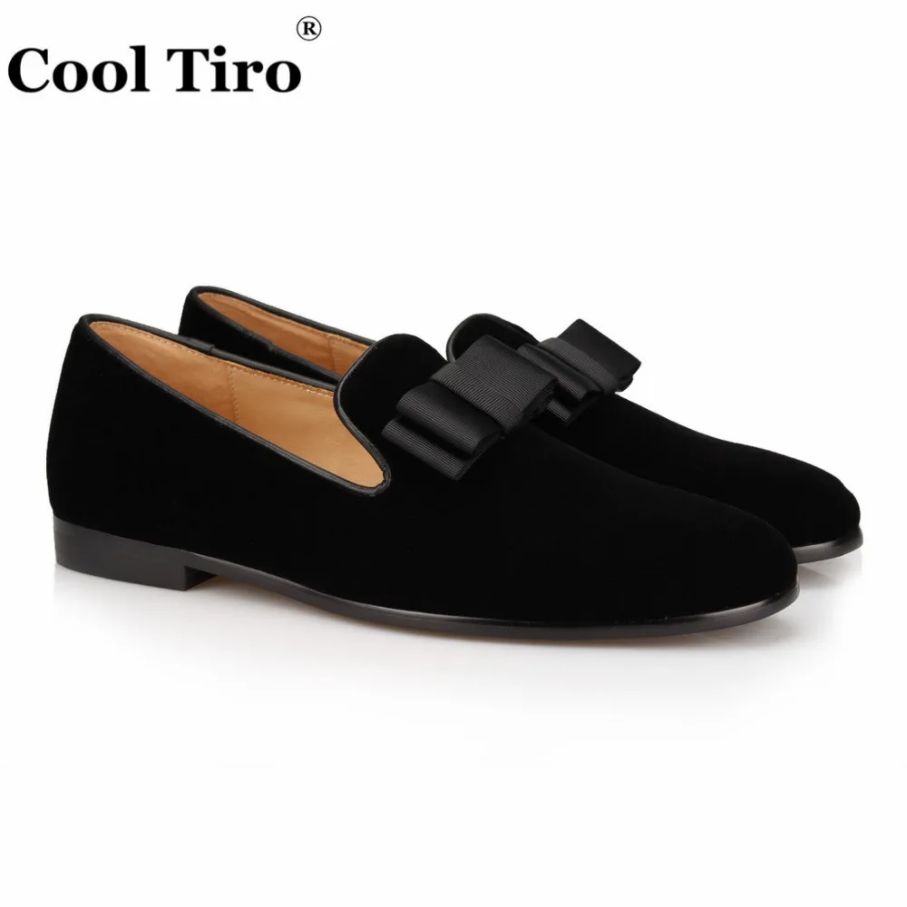 Black Velvet Loafers With Bow Slippers Men Moccasins (2)