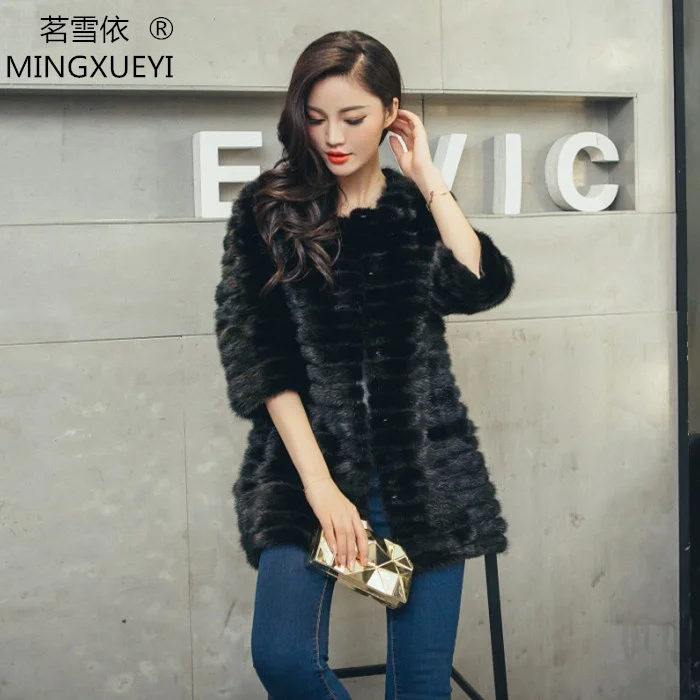 

Mink fur coat sheepskin patchwork women's mink hair fur overcoat