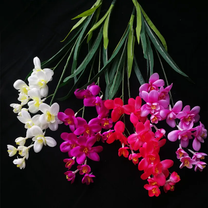 5p искусственный цветок фрезии поддельная бабочка, Орхидея, шелк Cattleya 65 см бежевый/розовый/красный/фиолетовый цвета Cymbidium цветы орхидеи