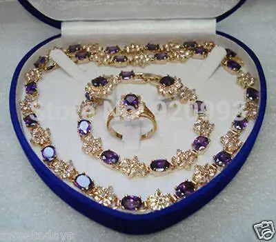 

Wholesale****Wonderful Amethyst Earring Bracelet Necklace Ring Set