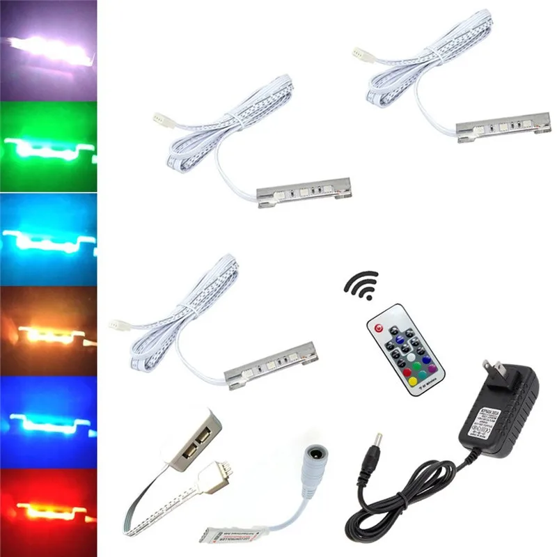 Levou sob as Gabinete para a para a Borda de Vidro Prateleira de Volta Iluminação de Tira Lâmpadas com Controle sob as Luzes do Gabinete Aiboo Luzes do Borda de Vidro Lado Clipe Grampo 3 Remoto rf Control & Adaptador 2 High Quality led shelf light