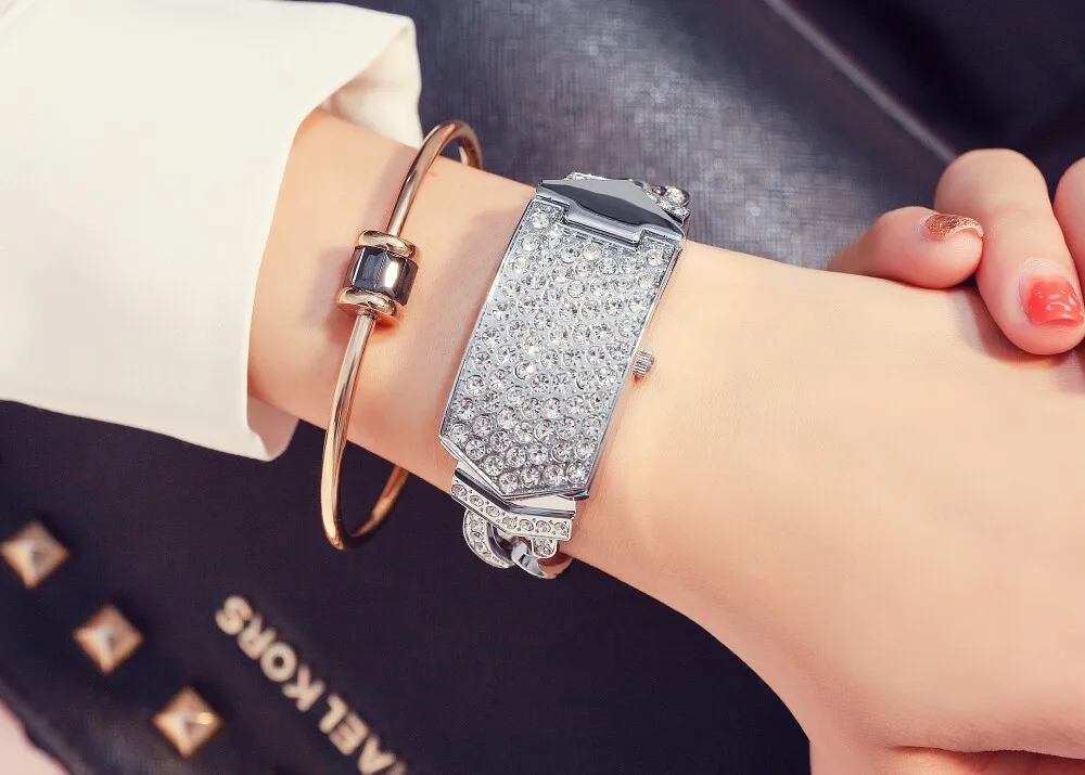 

G&D Luxury Fashion Women's Watches Quartz Watch Bracelet Wristwatches Stainless Steel Bracelet Women Watches Rose Gold Silver