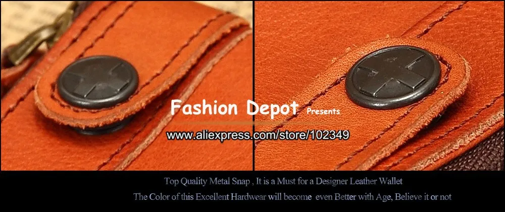 Leather Wallet 68160 Metal Snaps