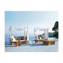 Заводские магазины дешевые ротанга открытый пляжный лежак с тентом навес королева размер кровать из ротанга с навесом