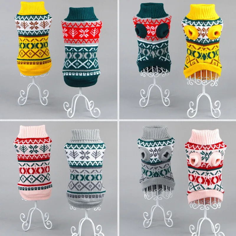 Недорогой высококачественный свитер для собаки, вязаная одежда, снежный цветок, одежда для кошечек, джемпер, размер XS-XXL
