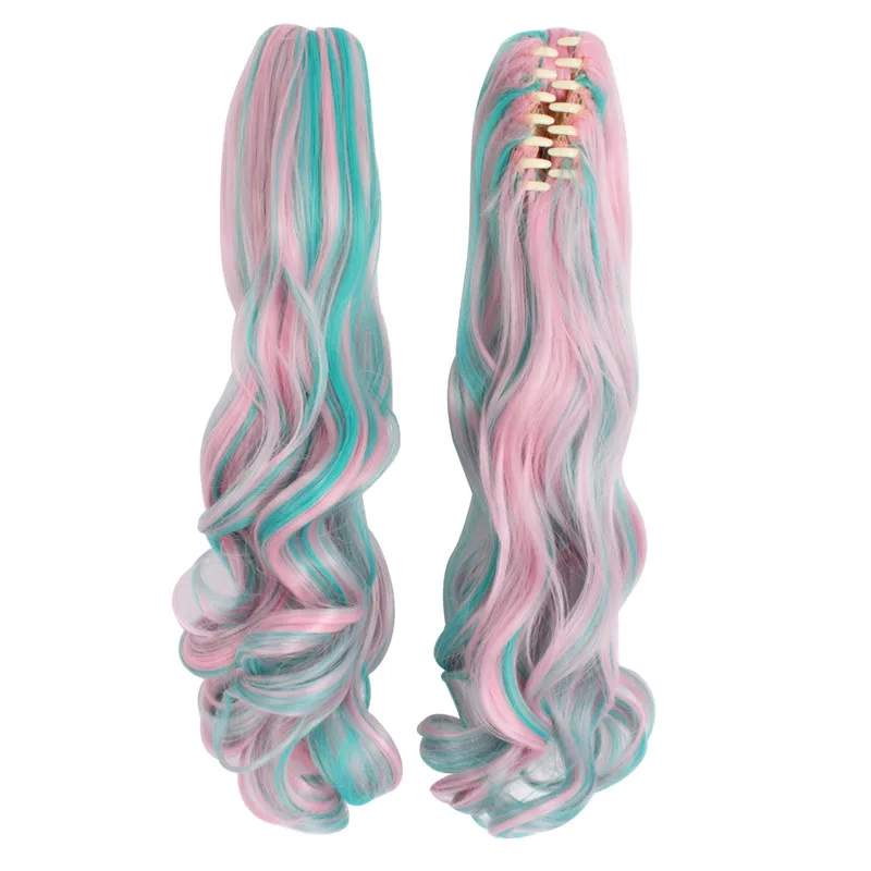 MapofBeauty длинные волнистые косплей парик два хвоста фиолетовый розовый Омбре волосы 12 видов цветов термостойкие парики для женщин синтетические волосы