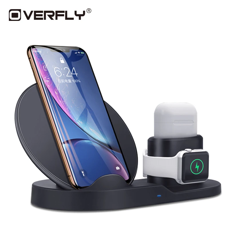 Qi Беспроводное зарядное устройство 3 в 1 для телефона iPhone X S MAX XR 8 7 Apple Watch 4 Airpods cargador