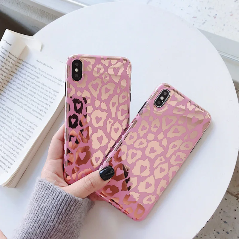 

Luxury Leopard Print Laser Phone Cases For iphone XR XS Max Case For iphone X 8 7 6S 6 plus Back Cover Fashion Glossy Soft Capa