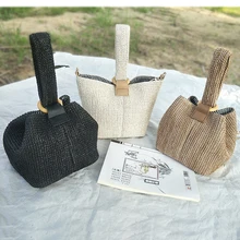 Daunavia/женские плетеные сумочки; Летняя Пляжная Простая Повседневная мини-сумка через плечо; тканая сумка-ведро; дизайнерская Модная брендовая кольцевая пряжка