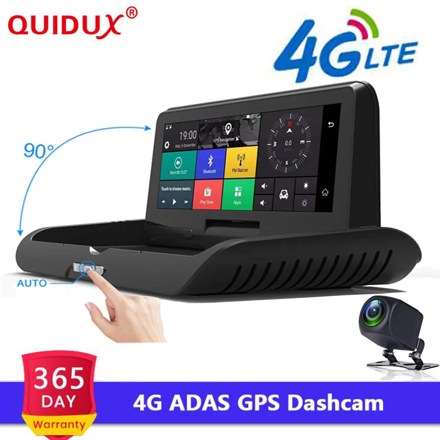 

QUIDUX 8.0'' Auto 4G ADAS Car DVR Dash Cam FHD 1080P Rear View Camera Dual Lens recording Car DVRs recorder GPS rearview mirror