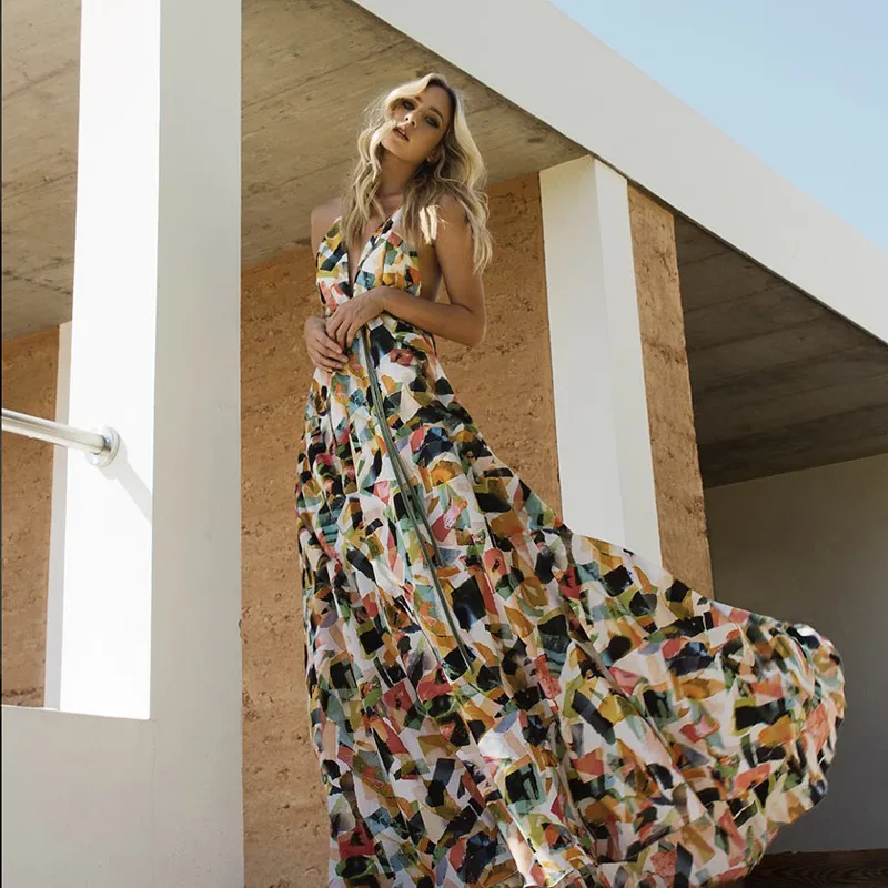 Spaghettibandjes Groene Bloemetjes Jurk Trendy Veelzijdige Midi