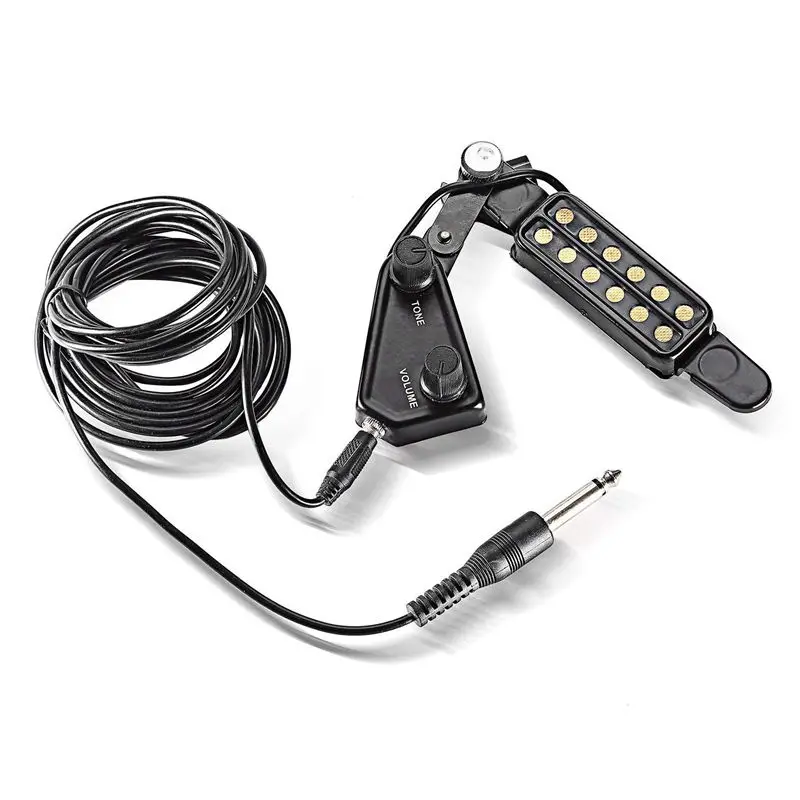 

12 Sound Hole Guitar Pickup Acoustic Electric Transducer for Acoustic Guitar Magnetic Preamp with Tone and Volume Control, Cab