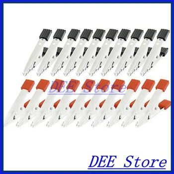 

20 x Black Red Nonslip Grip Insulated Test Lead Crocodile Alligator Clips 2.7"