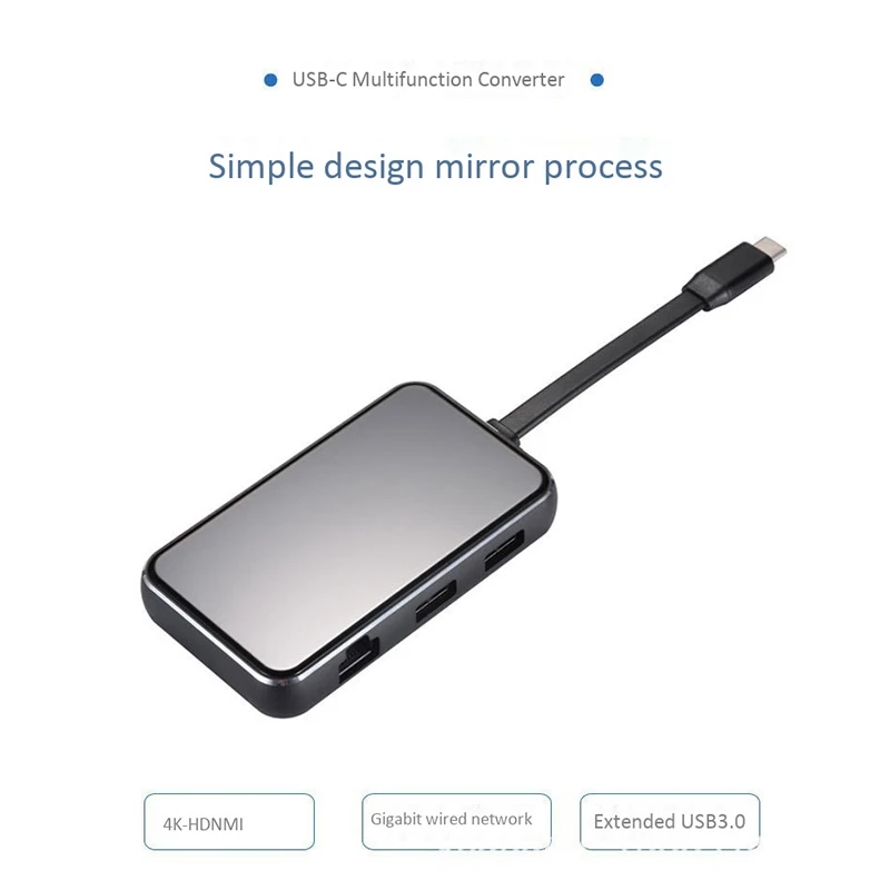 

Type-C Turn Hdmi Rj45 Vga Six-In-One Multi-Function Converter Notebook Usb-C Docking Station