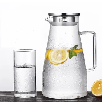 

Heatproof Glass Carafe with Stainless Steel Lid Hot or Iced Water Pitcher Create Your Ice Water or Beverages SH130