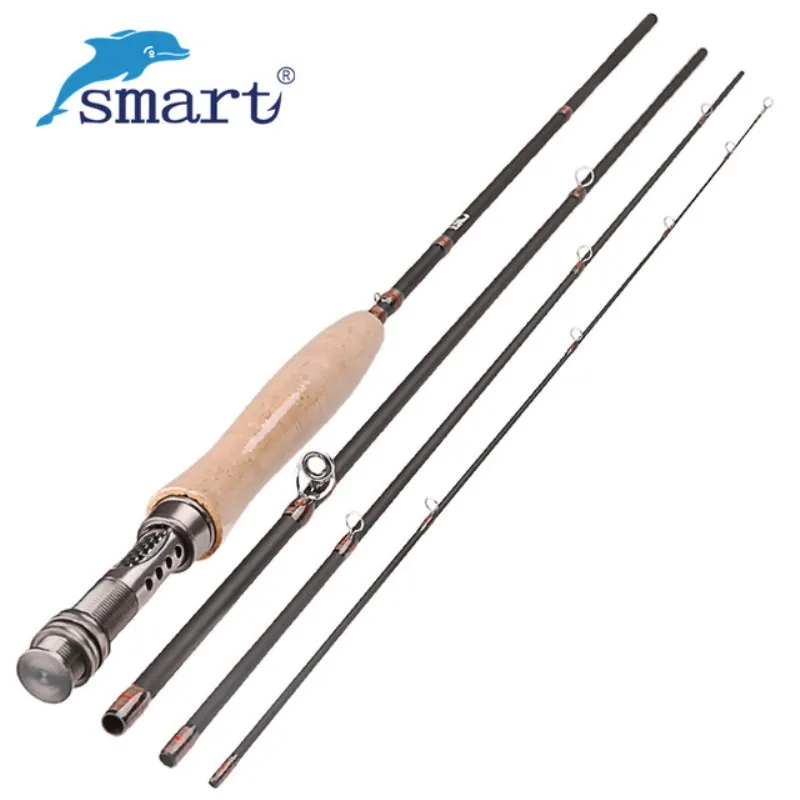 

SMART Fly Fishing Rod 4 Segments 2.4m 108g 2.7m132g Medium Fast Action Carbon Fiber Fishing Rods Wooden Handle Pole Olta Pesca