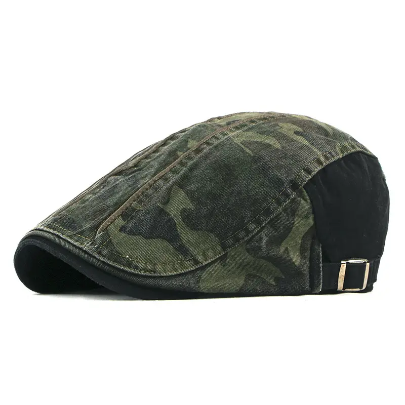 Camouflage Berets Hats for Men Women Patchwork Herringbone Caps Washed Cotton Newsboy Cap Cabbie Ivy Flat Hat Adjustable - Image 8