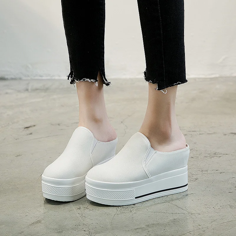 platform backless sneakers