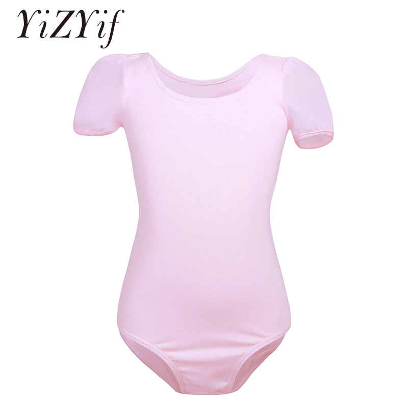 

YiZYiF Kids Girls Ballet Leotards Dance Wear Short Sleeves Cutout Back Gymnastics Leotard Ballet Bodysuits Kids Ballet Costumes